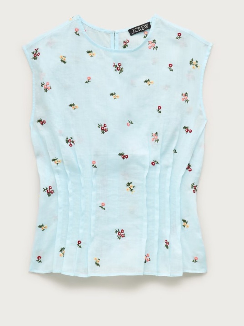 NWT J. Crew Pintuck Shell Top 100% Ramie with Embroidered Floral Size 0/ XS